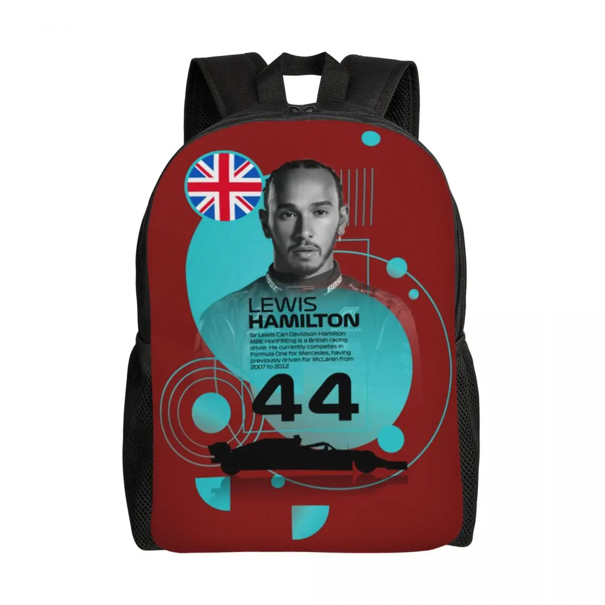 Custom The Lewis Legacy Motorsport Backpacks Women Men Casual Bookbag for School College 44 Number Car Racing Bags