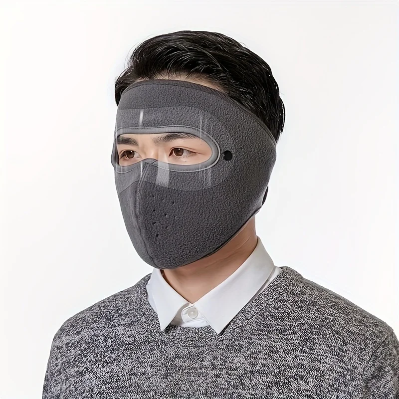 Autumn Winter Warm Mask Polar Fleece With Removable Riding Windproof High-definition Goggles Visor Protection Durable