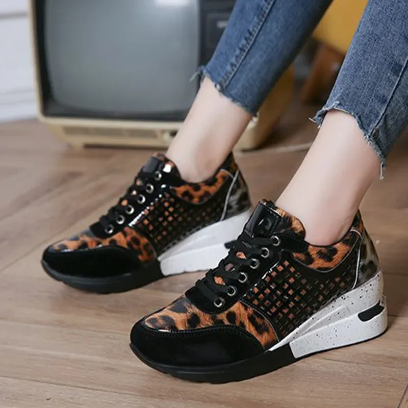 Spring Women Height Increasing Sneakers 6.5CM Platform Wedges Shoes Female Girl Walking Ladies Sport Running Zapatillas De Mujer