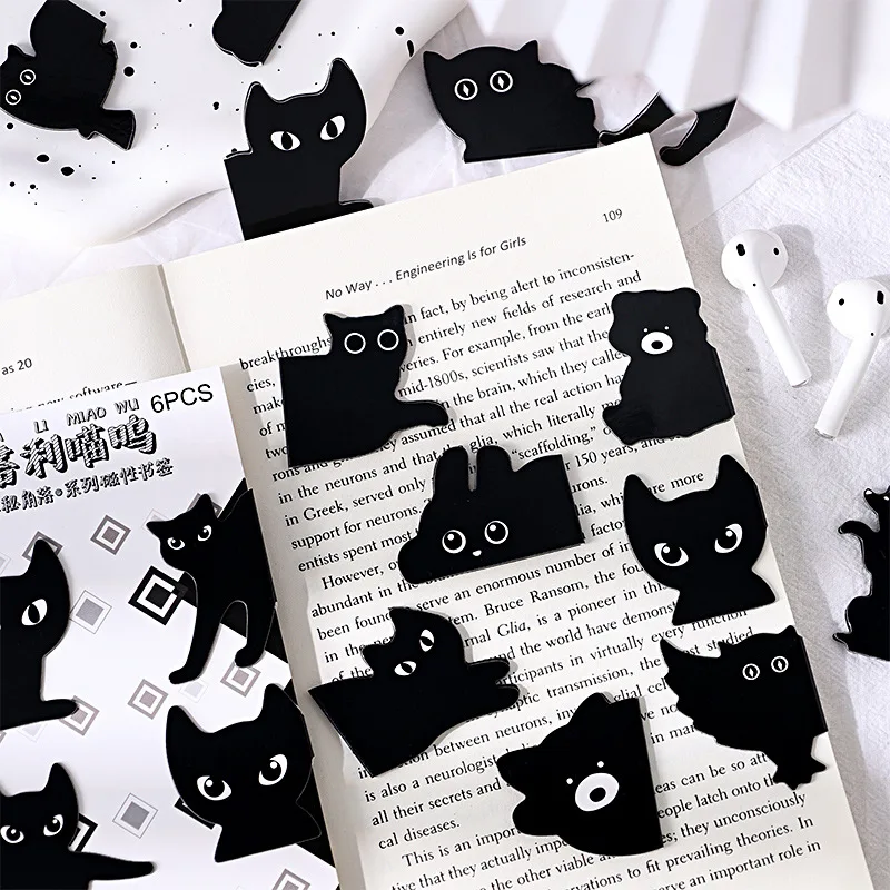 6 pacote gatinho panda coelho arte criativa suprimentos marcador titular estudante marcador material magnético material de escritório artigos de papelaria