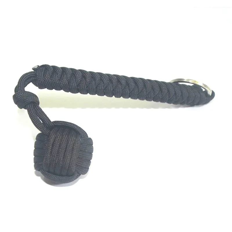 Outdoor Security Protection Black Monkey Fist Steel Ball Bearing Self Defense Lanyard Survival Key Chain  Colors Dropshipping