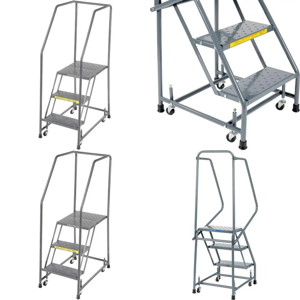 

3-ступенчатая перфорированная стальная лестница шириной 16 дюймов с глубоким верхним ступеньком 10 дюймов.