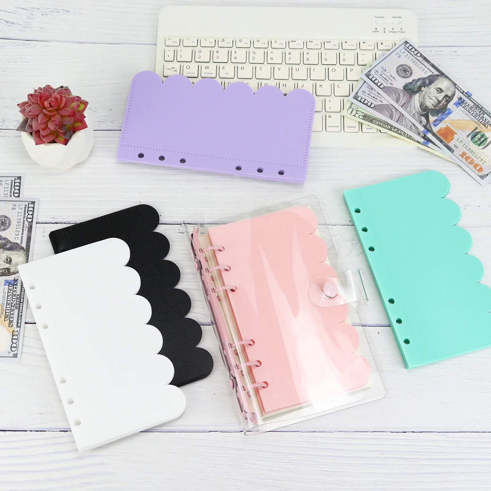 Carpeta con bolsillos de pétalos de Color A6, carpetas para cuaderno, página divisoria, bolsa archivadora de documentos de hojas de PP impermeable