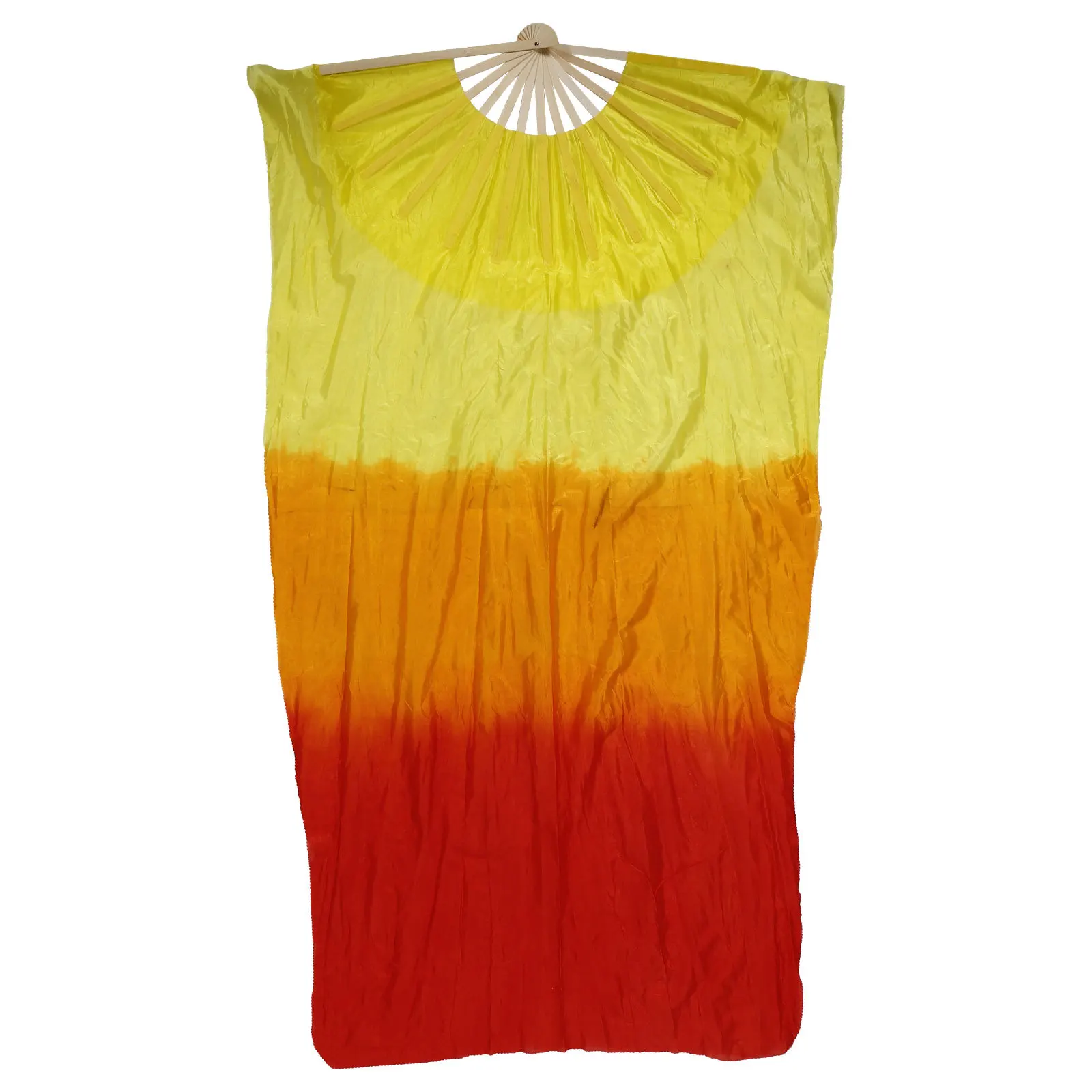 

Танцевальный складной веер, двусторонний искусственный шелк, бамбук, легкий элегантный струящийся ручной веер для балета на животе, традиционный китайский