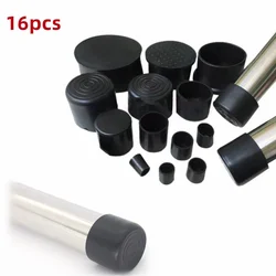 16Pcs Silicone Table Chair Leg Tips Caps Black/Transparent Non-slip Floor Protector Furniture Bottom Reduce Noise End Covers