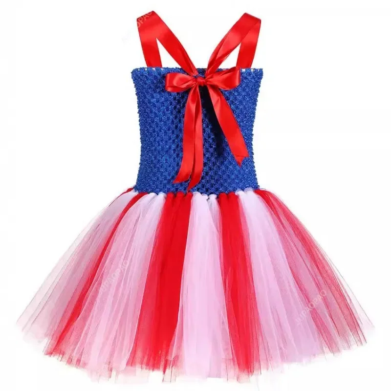 Vestidos de la bandera de Estados Unidos para niñas, disfraz de unicornio de princesa para fiesta del Día de la independencia, vestido de tutú con diadema, conjunto de ropa para niños