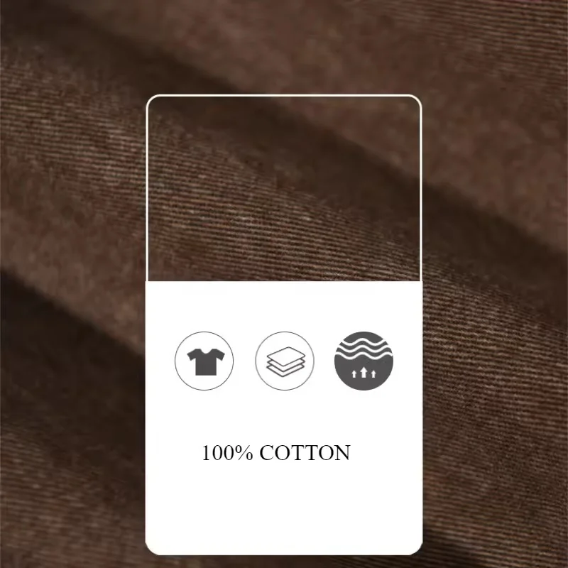 فضفاض البضائع 100% قميص قطني بكم طويل للرجال بسيط كلاسيكي اليومي قمصان ملابس رجالي بني أحمر 2025 ربيع جديد #4