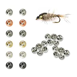 Aventik 50pcs Brass Beads 1.5-4.8mm Fly Tying Head Multi-Color Fly Tying Material Nymph Copper Ball Fishing Accessory