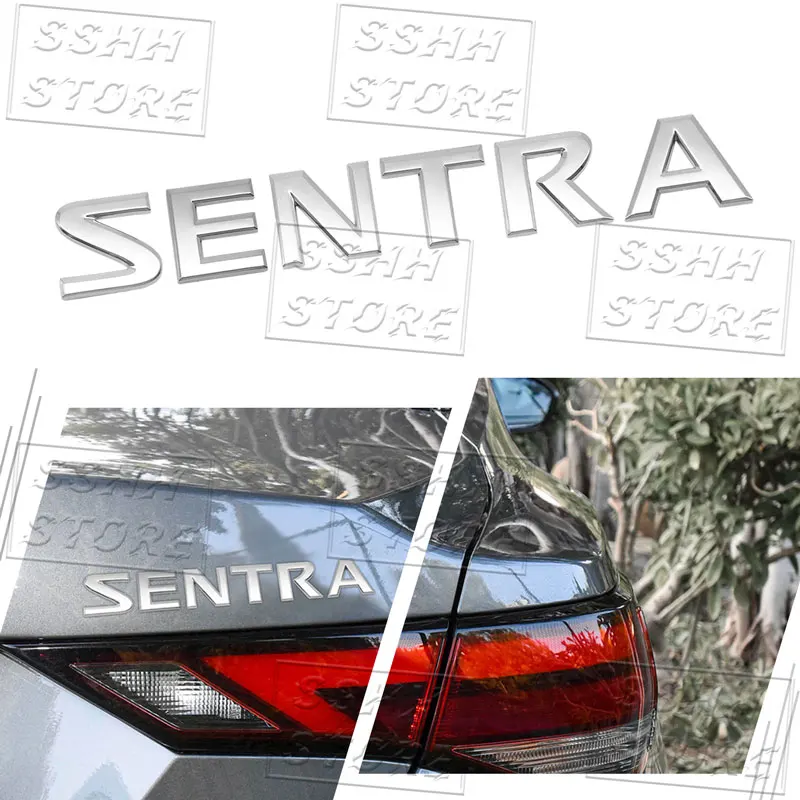 Car Decor 3D ABS Plastic Silver/Black SENTRA Letter Logo Emblem Rear Tail Trunk Decals Badge Sticker Decal Accessories