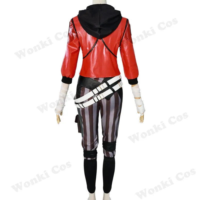 

CyArcane Vi Cosplay Costume Wig Hair for Anime Jinx Sister Cosplay Outfits Vi Cosplay Shoes Boots Leather Jacket