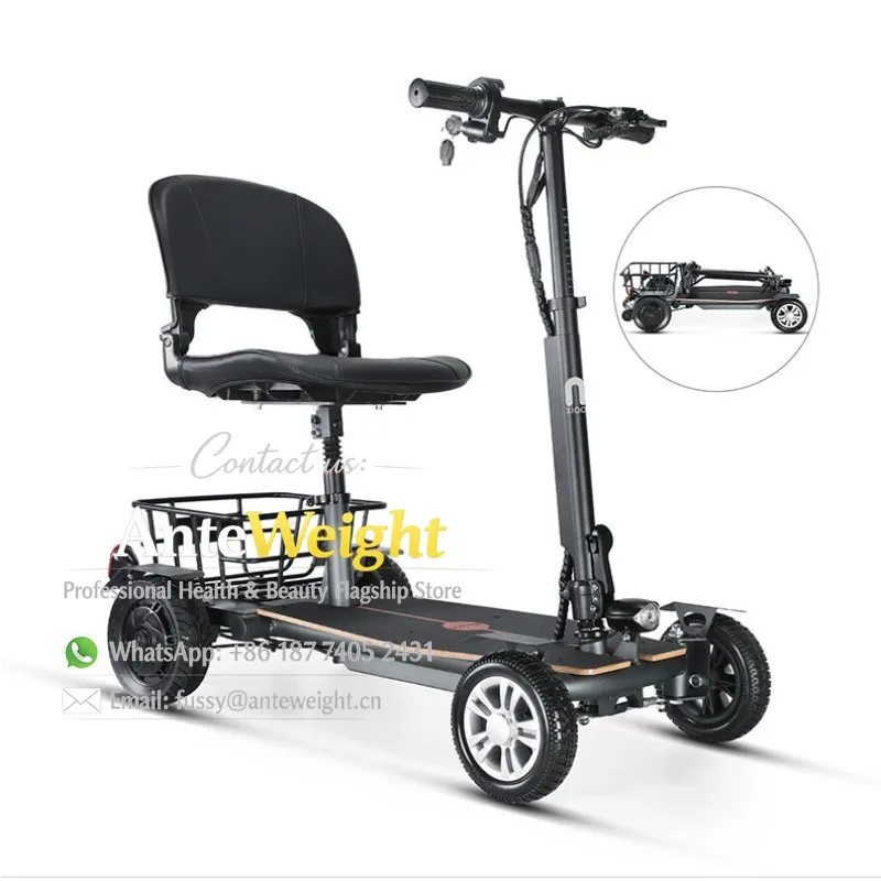 Aluminum Alloy Portable Lightweight 4 Wheel Handicapped Electric Mobility Scooter Elderly 12AH Lithium Battery
