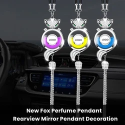 New Car Perfume Pendant Air Freshener Rearview Mirror Metal Lace Fox Logo Pendant Hanging Perfume Empty Diffuser Car Decoration