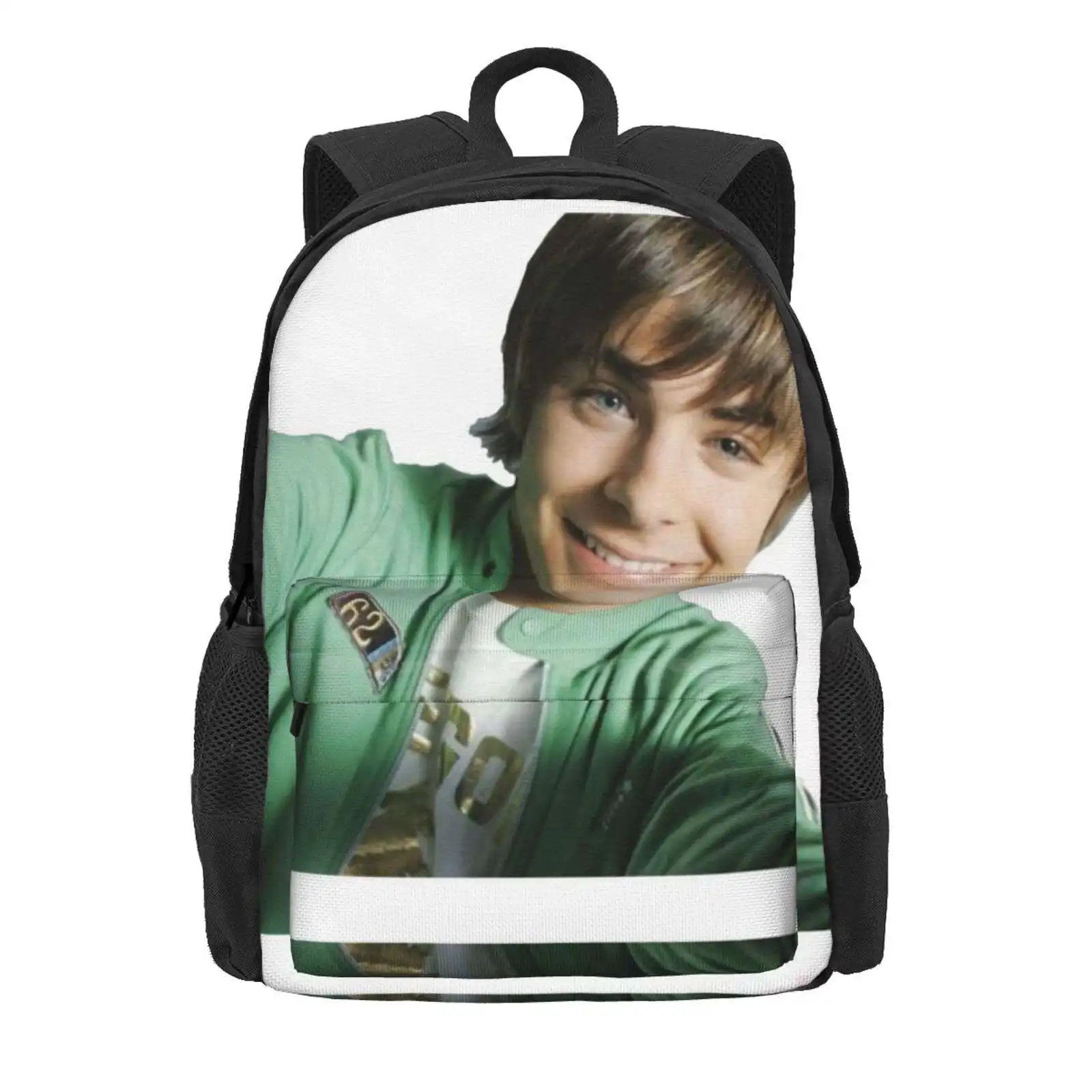 Zac Efron Selfie Hot Sale Schoolbag Backpack Fashion Bags Selfie Zac Efron Highschool Musical Young Cute Troy Bolton image 2