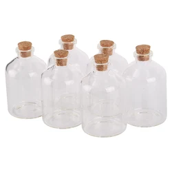 6 /12/24 pieces 60ml Transparent Glass Bottles with Cork Stopper Glass Terrarium Jars Vials for Wedding Favors DIY Craft Gift