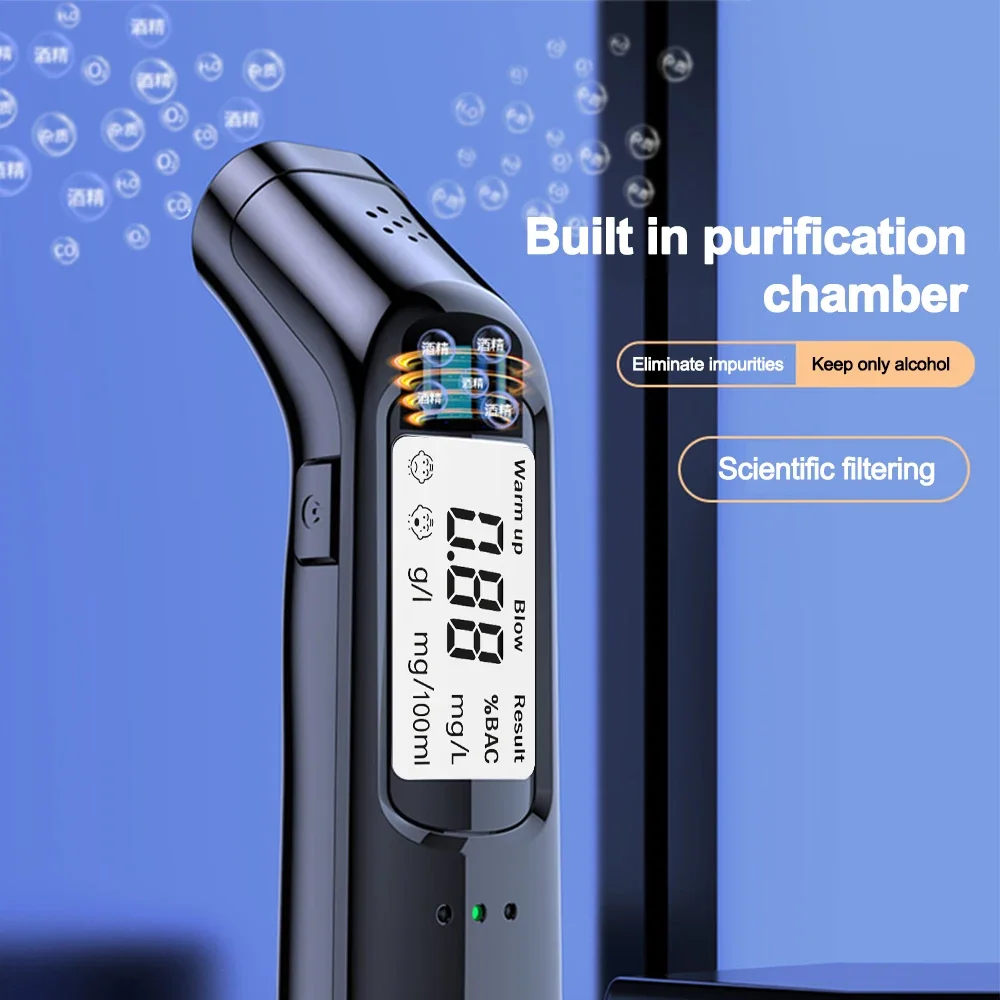 Non-Contact Breath Alcohol Detector Breathalyzer Rechargeable Portable LCD Digital Alcohol Diagnostic Tool Prevent Drunk Driving