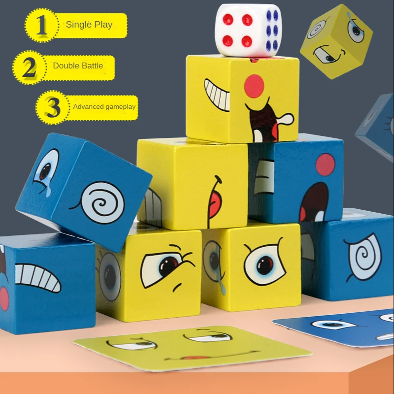 Cubo giochi da tavolo giocattoli educativi blocchi per il viso cubo Building Block Puzzle gioco da tavolo interattivo sfida impara Emoticon