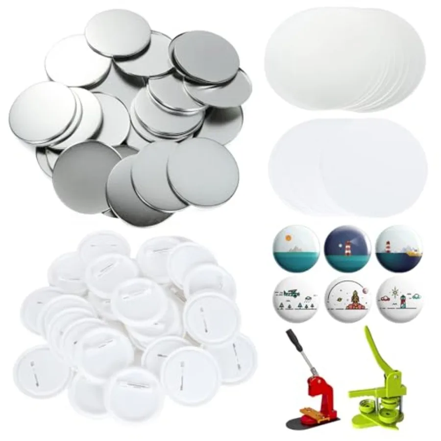 

800 Pieces Button Maker Supplies 58mm/2.25 inch Round Badge Button Parts for Button Maker Machine Includes Blank Pin Back Cover