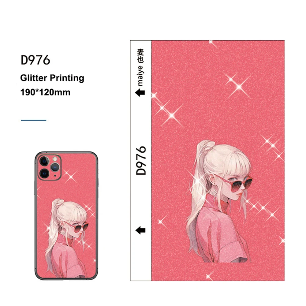 VORMIR 190*120mm 50pcs Glitter Printing Phone Skin Stickers for Hydrogel Plotter Machine Rear Micas Decoration Films for Cutting