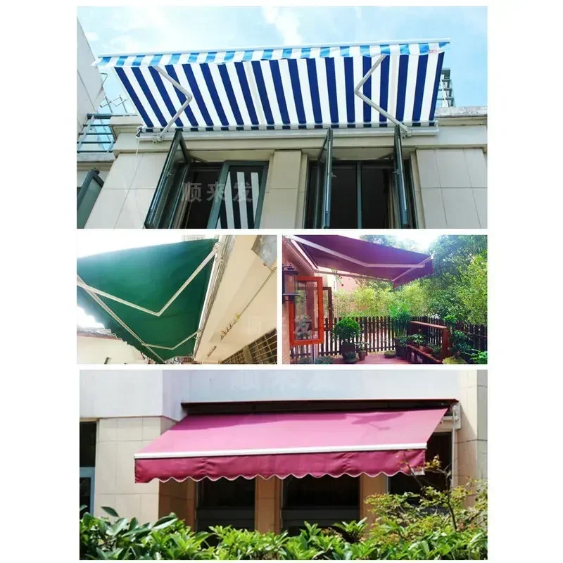 Coffee shop sunshade awning thickened paint wind-resistant telescopic canopy double column beam reinforced awning manufacturer