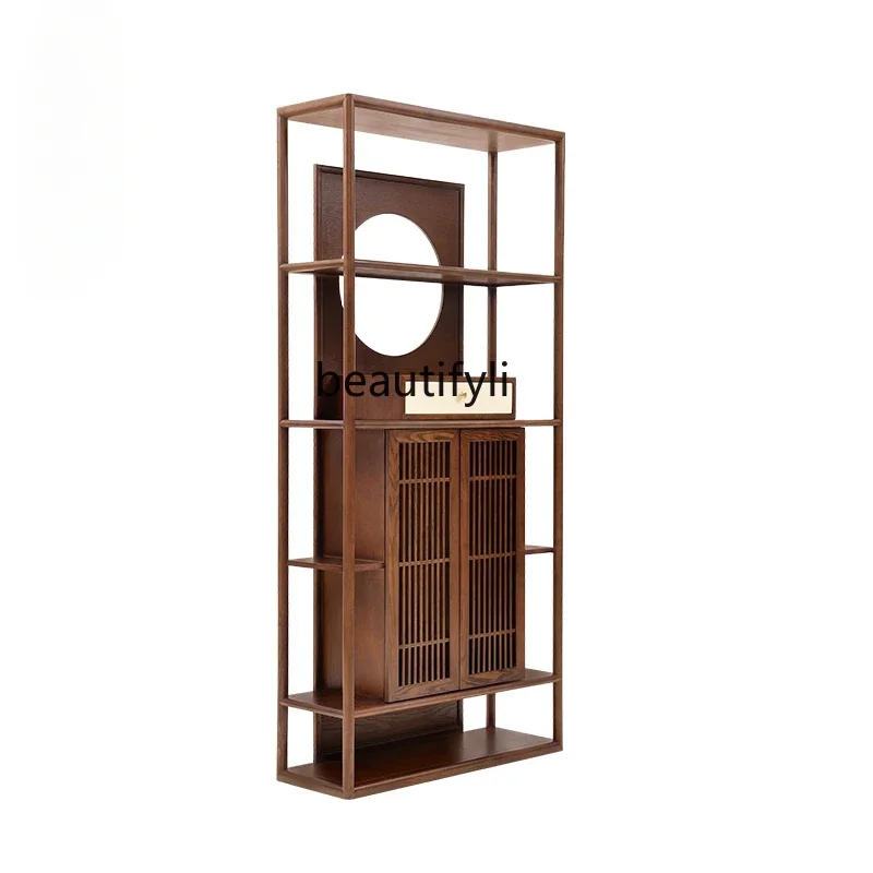 New Chinese-style Bogu shelf Solid wood bookcase Black walnut display cabinet Duobao Pavilion partition tea rack