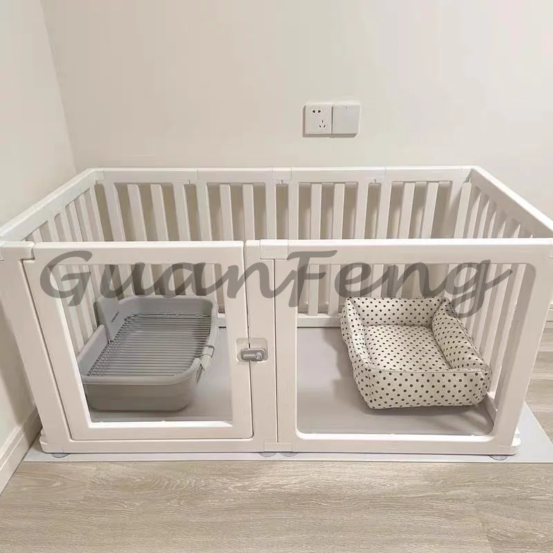 Anti‑Escape Indoor Pet Playpen Balcony Dog Fence Small Dog Kennel with Bedroom Living Room Toilet Zone