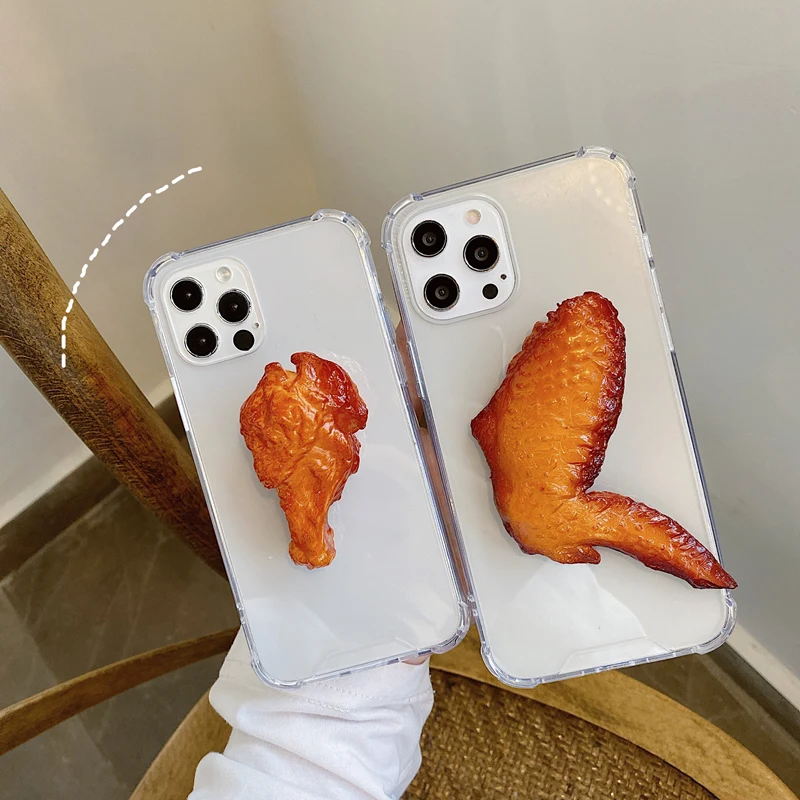 

3D fun simulation roasted chicken wings and chicken legs mobile phone case suitable for iPhone16 15 14 13 12 11 Pro Max