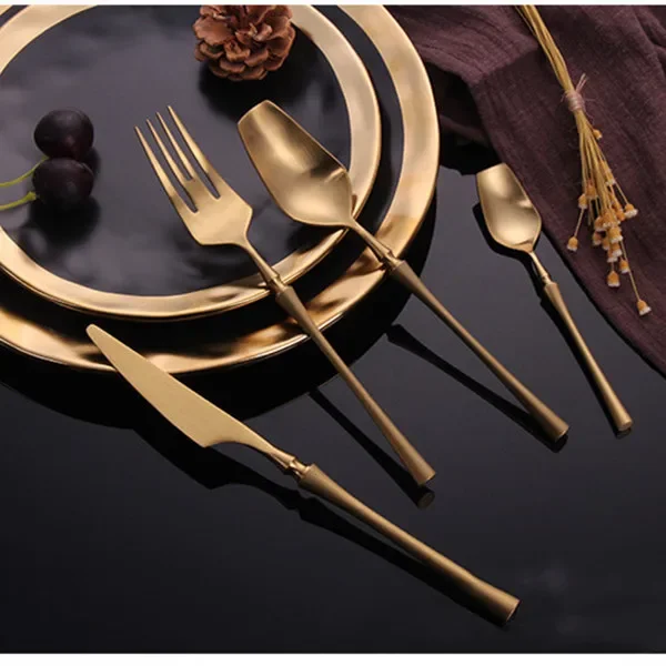 High Quality Gold Cutlery Set Stainless Steel Dinnerware Set Dinner Knife Fork Spoon Silverware Tableware Dinnerware