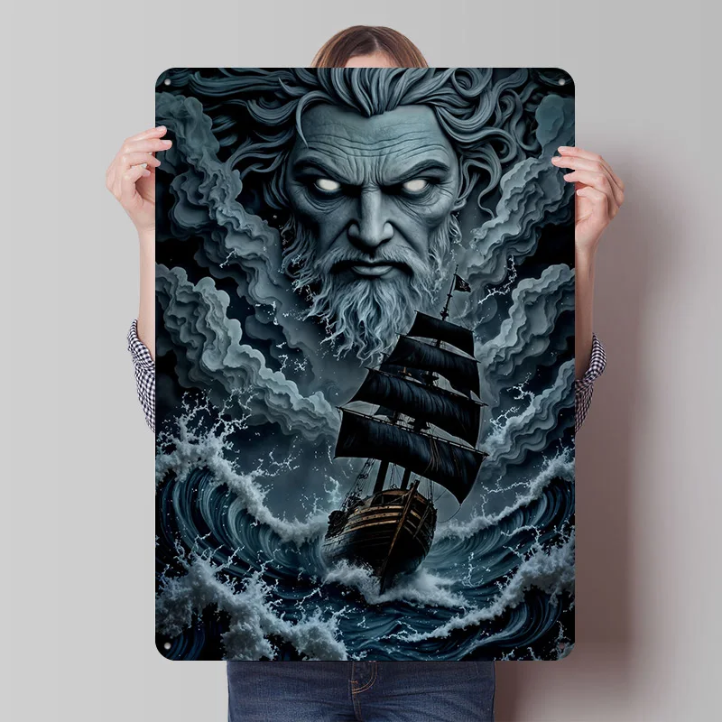 Poseidons Wrath Metal Poster Custom Wall Art Retro Vintage Tinplate Signs for Man Cave Setup Decorations Home Decor Accessories