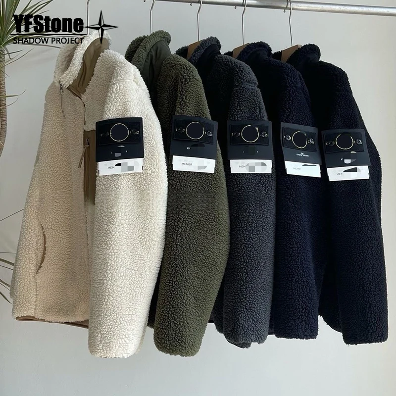 

YFSTONE Trendy Stone Embroidered Jaet Casual Loose ket Zipper Warm Stand Collar Outerwear Men's Casual Sle Cotton Wool...