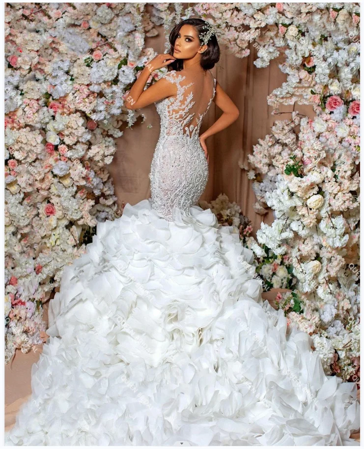 Customize 2025 High Quality Detachable Sleeve Slim Fit Backless Luxury Wedding Dress Custom Made Bridal Gown