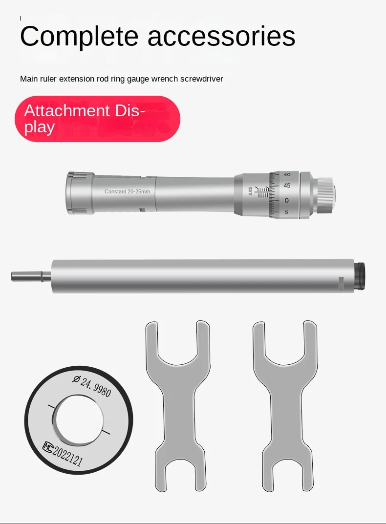 Precision Three-Jaw Inner Measurement Micrometer 6-300mm Vernier Calipers for Measuring Bearing Inner Circle Aperture Inner