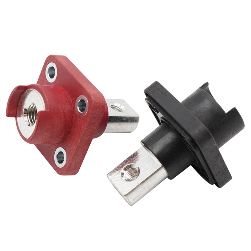 200A Square Terminal M8 M6 Thread Busbar Type Terminal Through-Wall Copper Terminal (Red)