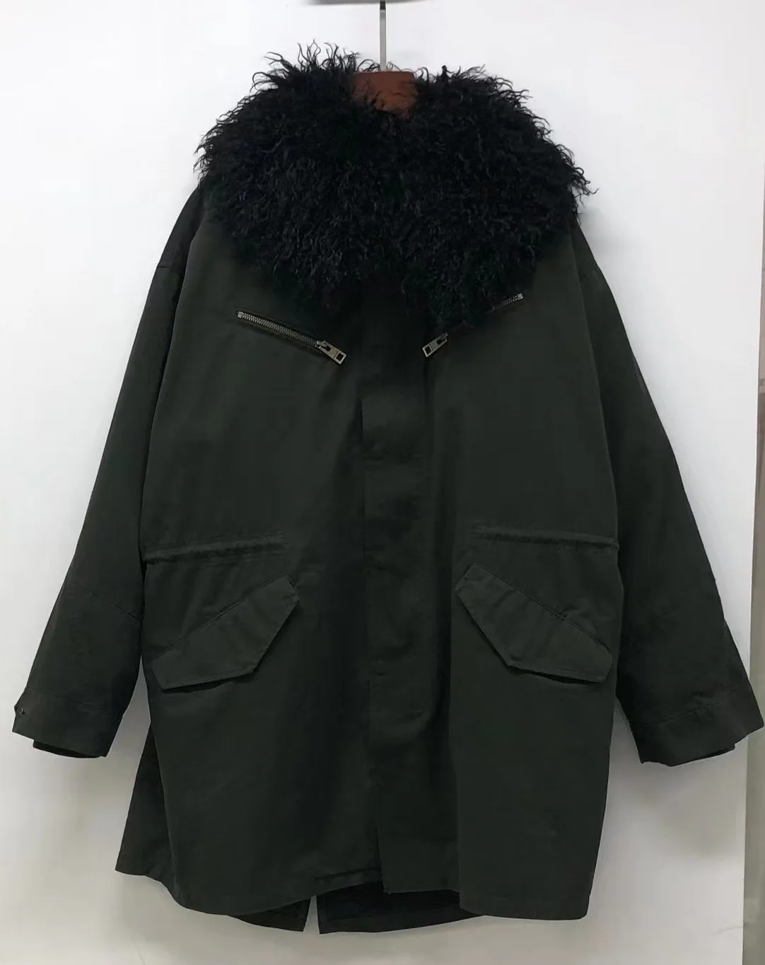 2024Z new large fur collar two-piece cotton coat long jacket