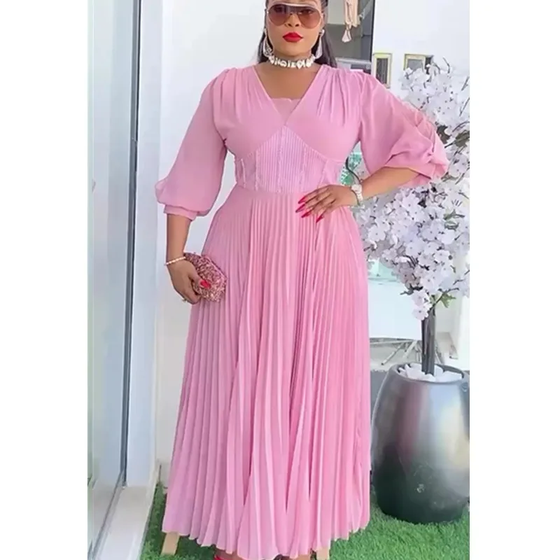 

2026 New Women Plus Size African Summer Dresses Fashion Chiffon Long Robe Elegant Turkey Kaftan Muslim Maxi Dress Evening Party