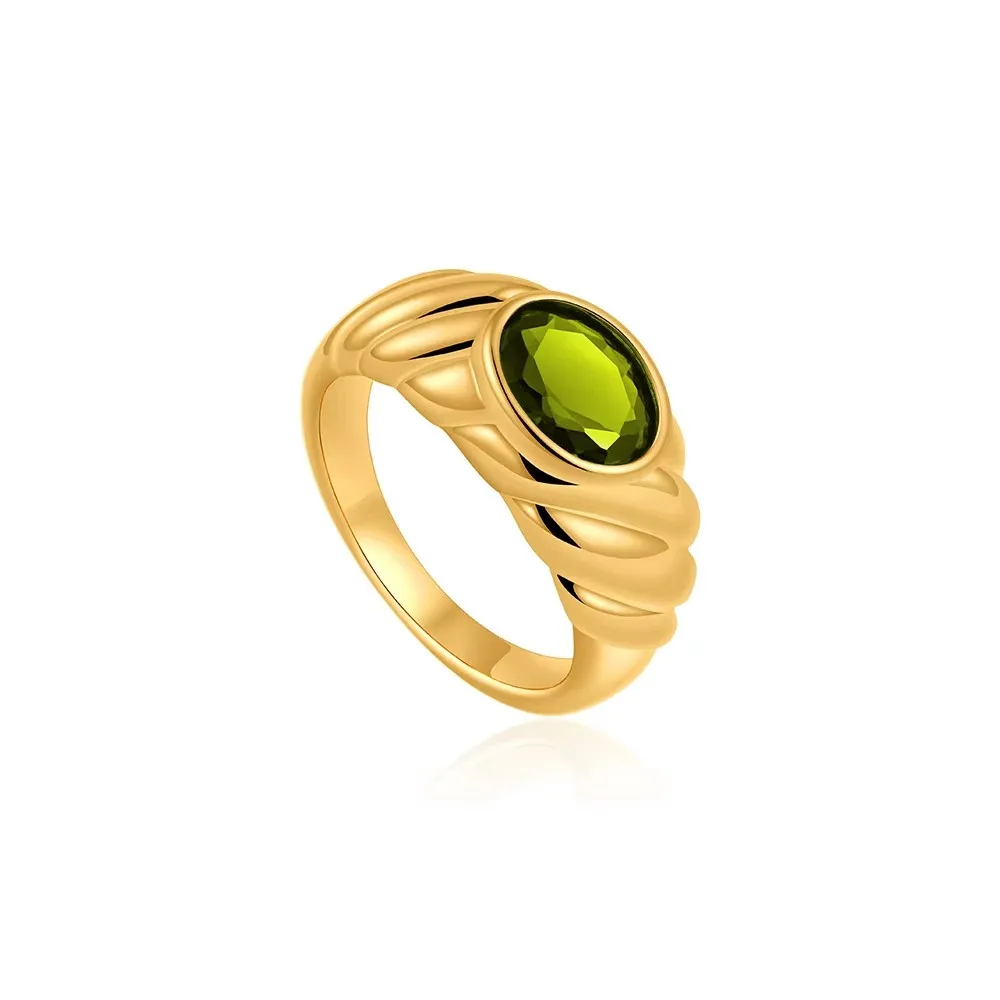 Women's Waterproof Zircon Wedding Ring, 18K Gold Plated