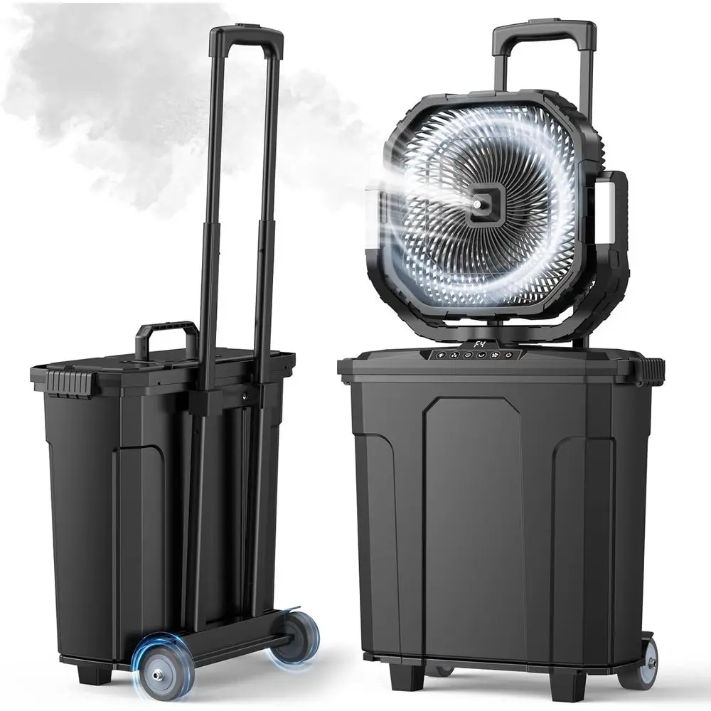 

12" 20L Large Misting an Portable, 30000mAh CordlOutdoor Mist ans or Patios Cooling, with Handle & Rolling Wheel, LED Light, Tim