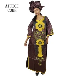 Robe africaine longue avec écharpe pour femmes, design de mode, broderie Bazin, nouveau