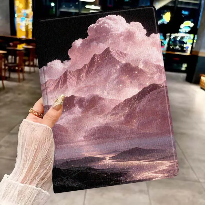 

Pink Mountain Clouds Glow Soft For Apple iPad Pro Mini A16 A17 A14 4 5 6 7 6th 7th Gen 9.7 12.9 11 13 M4 inch Tablet Case