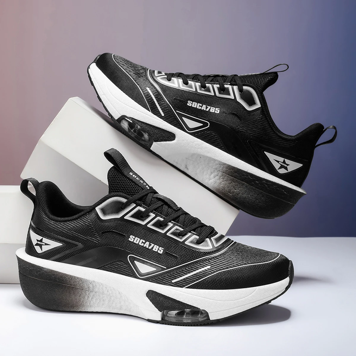 Zapatos de carreras con placa de carbono para parejas, zapatillas deportivas antideslizantes de malla ligera con cojín de aire súper hinchable