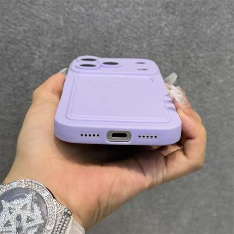 Kartenhalter-Slot-Brieftaschen-Telefonhülle für iPhone 17, Air 11, 12, 13, 14, 15 Plus, 16, 17 Pro Max, stoßfeste, weiche, matte Silikon-Rückseite – Detail 13