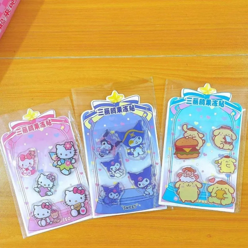 Sanrio Hello Kitty Jelly Sticker Kuromi My Melody Cinnamoroll Anime Action Figure Kawaii Diary Decorative Sticker Cute Girl Gift