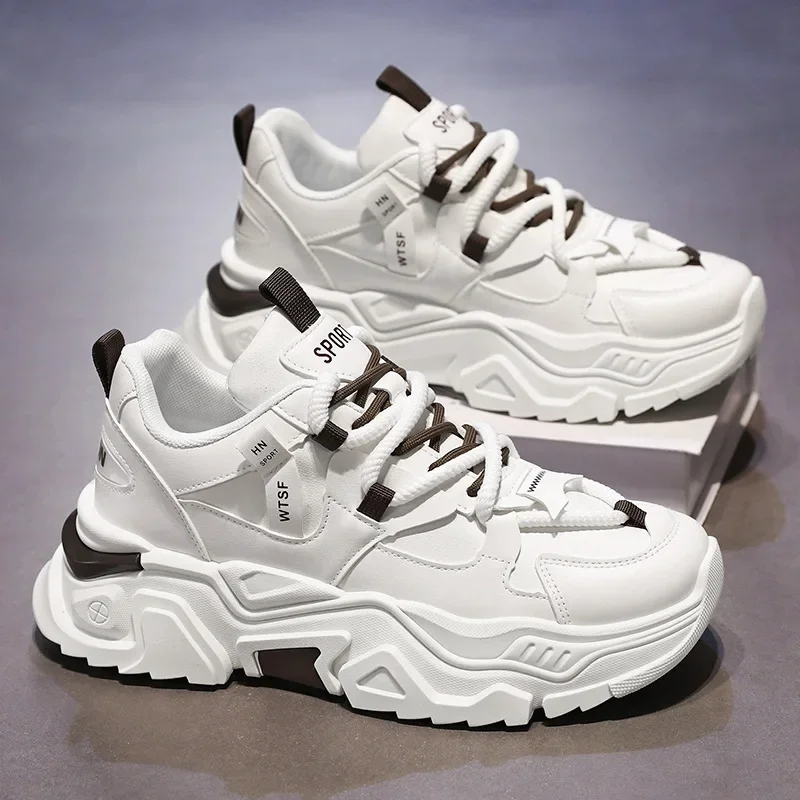Men's Sneakers Thick Sole Height Increasing Breathable Casual Shoe for Men Trendy Thick Vulcanized Shoes Male Hiking Shoes image 2