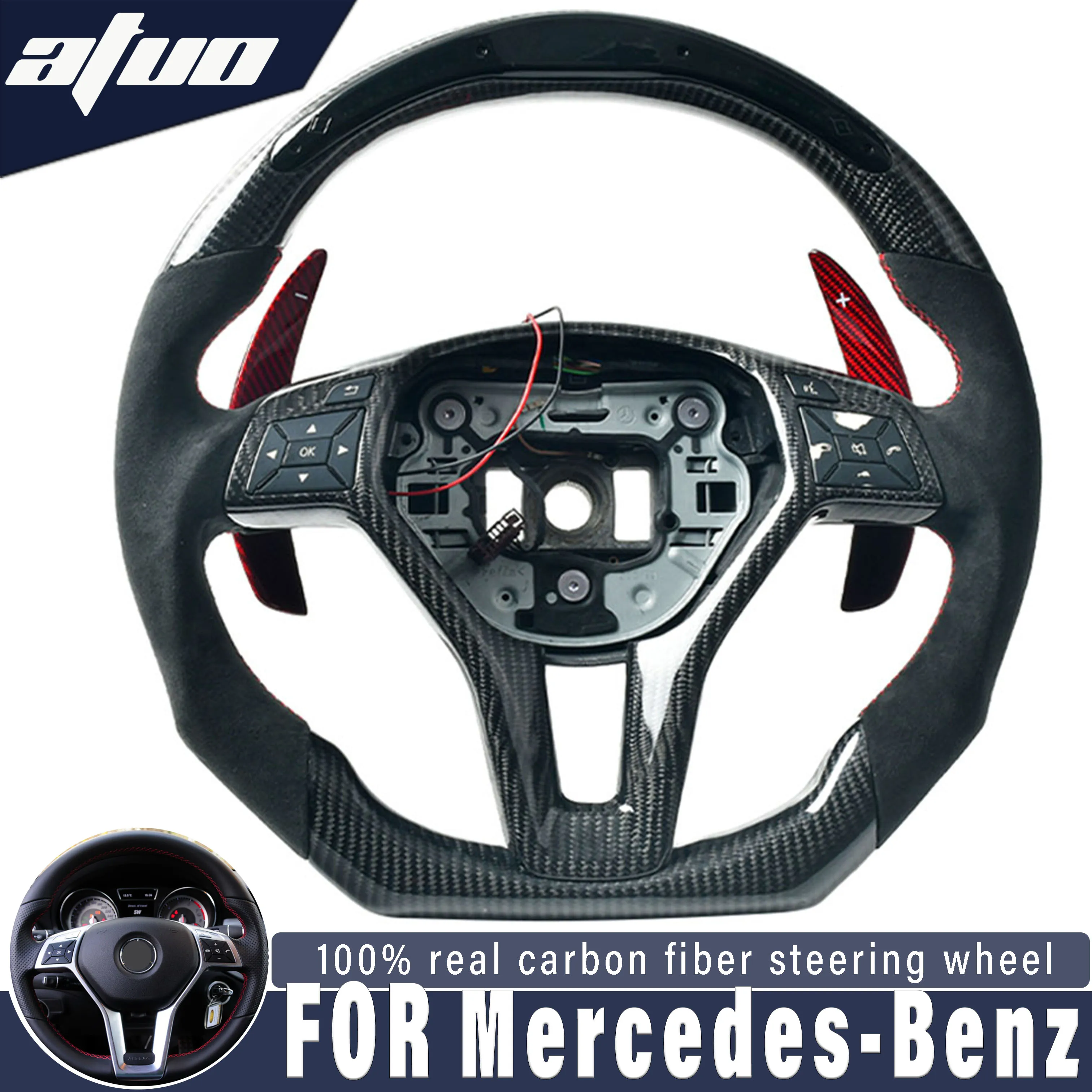 Customized carbon fiber steering wheel for Mercedes Benz E C CLS W218 W212 W204 W207 LED Car accessories