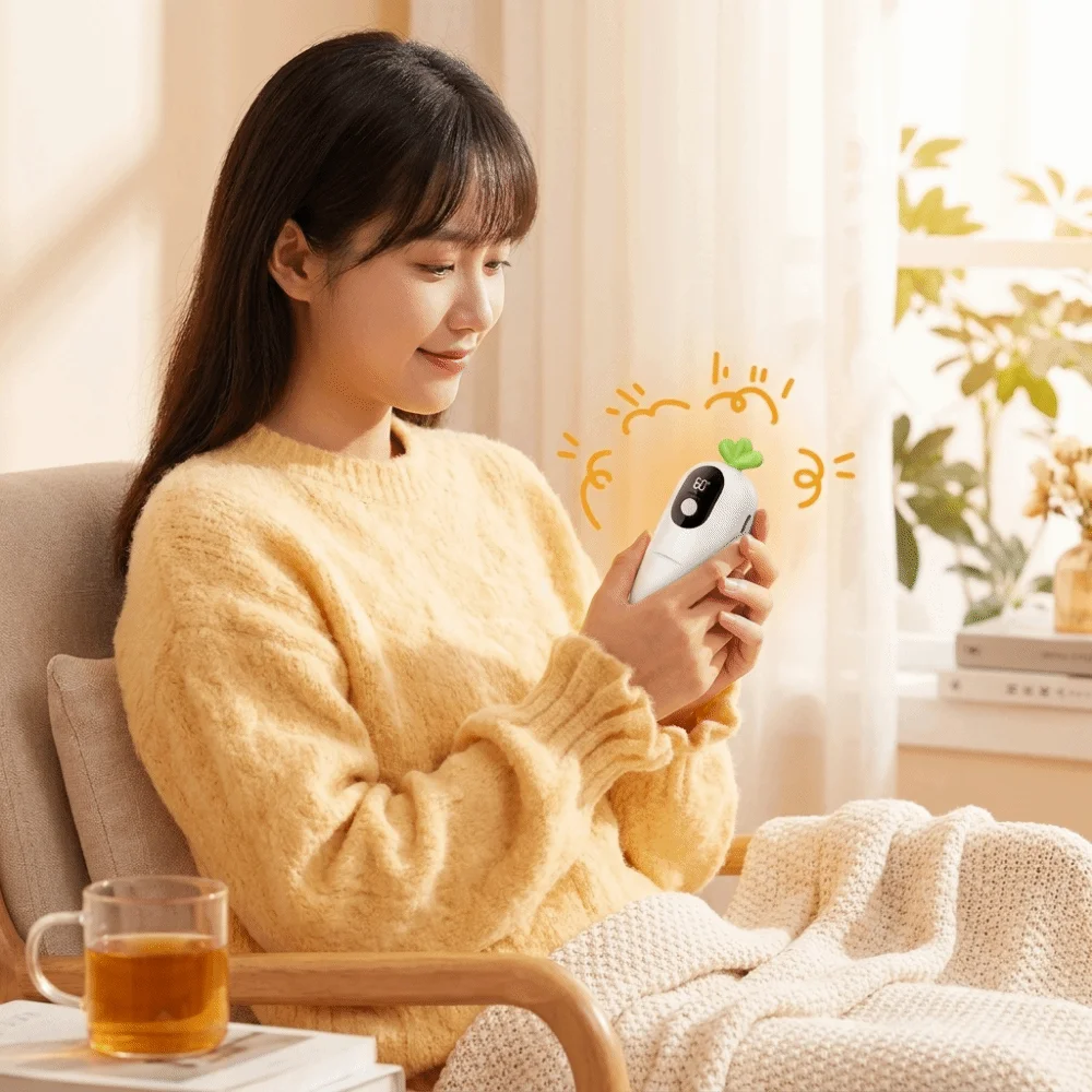 Cartoon Hand Warmer Carrot Shape Digital Display Electric Handwarmer Three Levels Temperature Adjustment Fast Heating