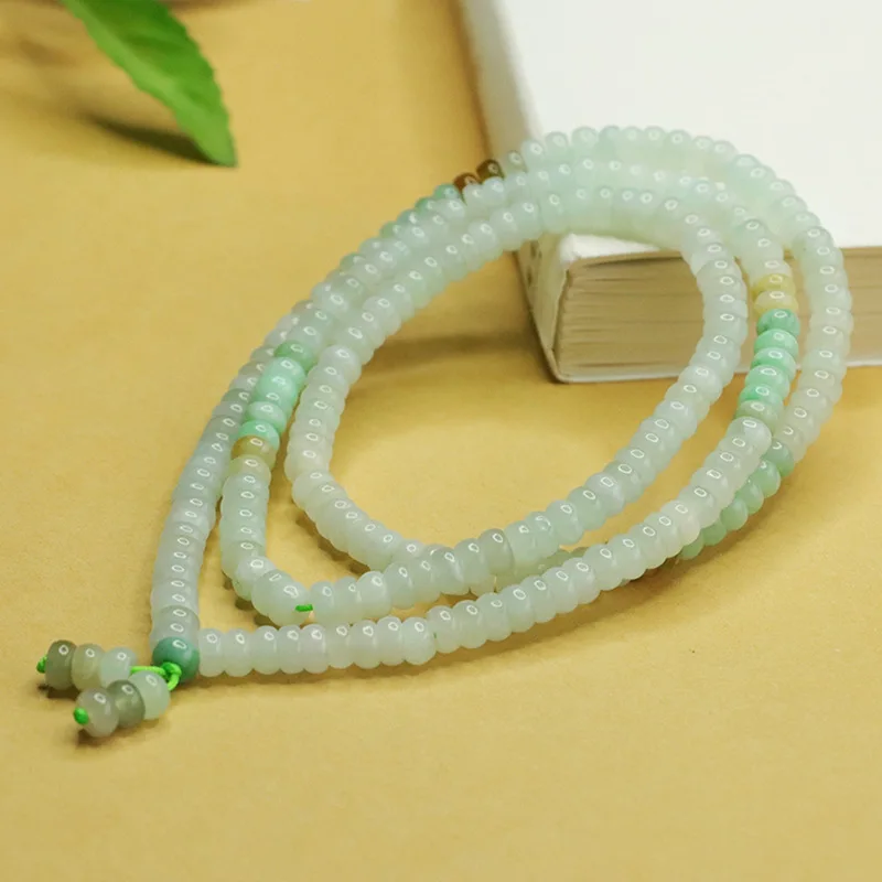 Natural Myanmar A jadeite necklace colorful abacus sweater chain jade