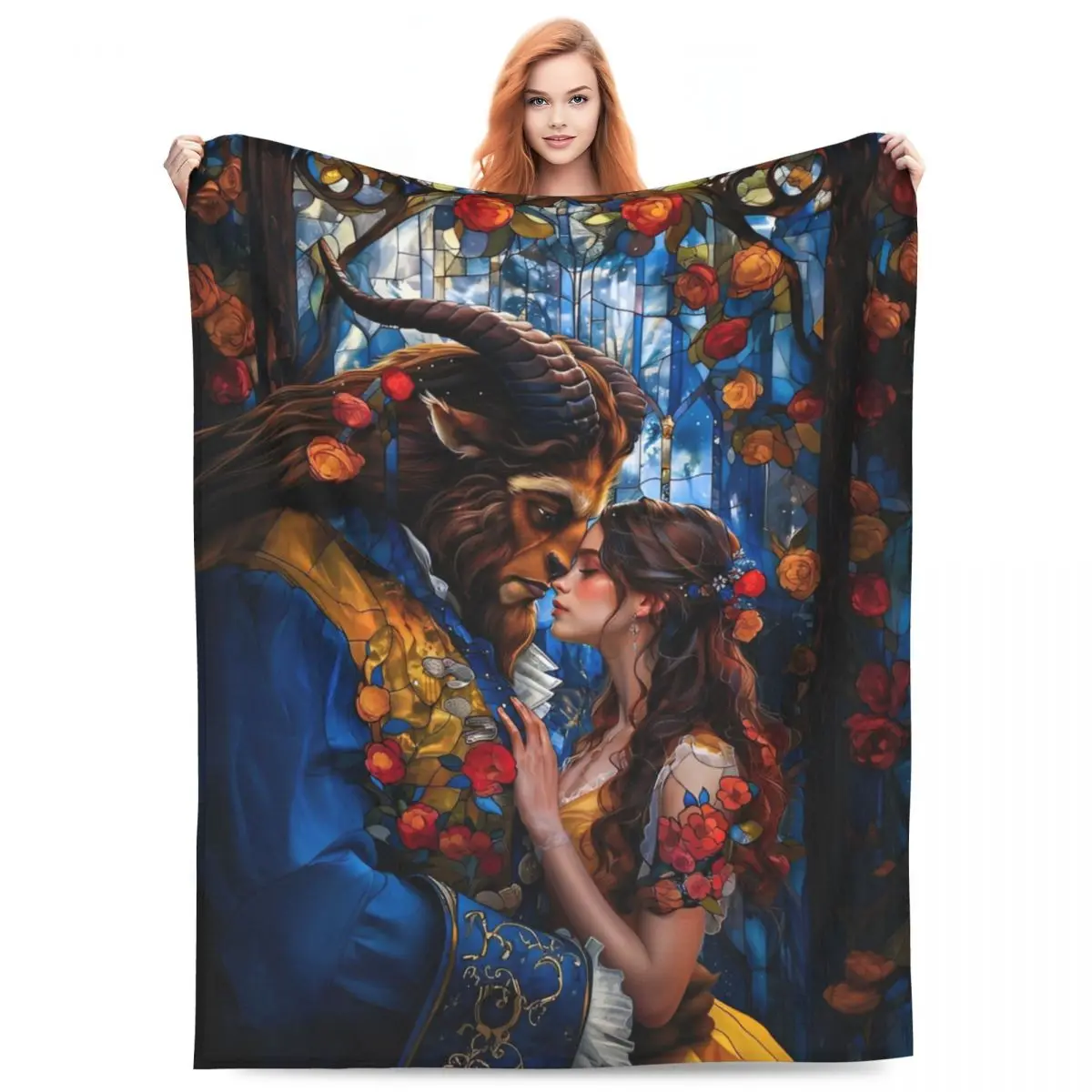 Beauty And The Beast Flannel Blanket Soft Throw Blanket for Couch Chair Travel Print Bedspread Sofa Bed Cover