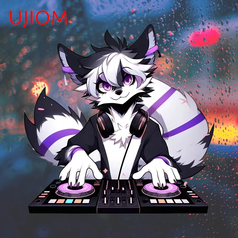 UJIOM for Cool DJ Furry Wall Stickers Interesting Cartoon Animal Head Design Decals Nice Funny  Room Decoration Accessories