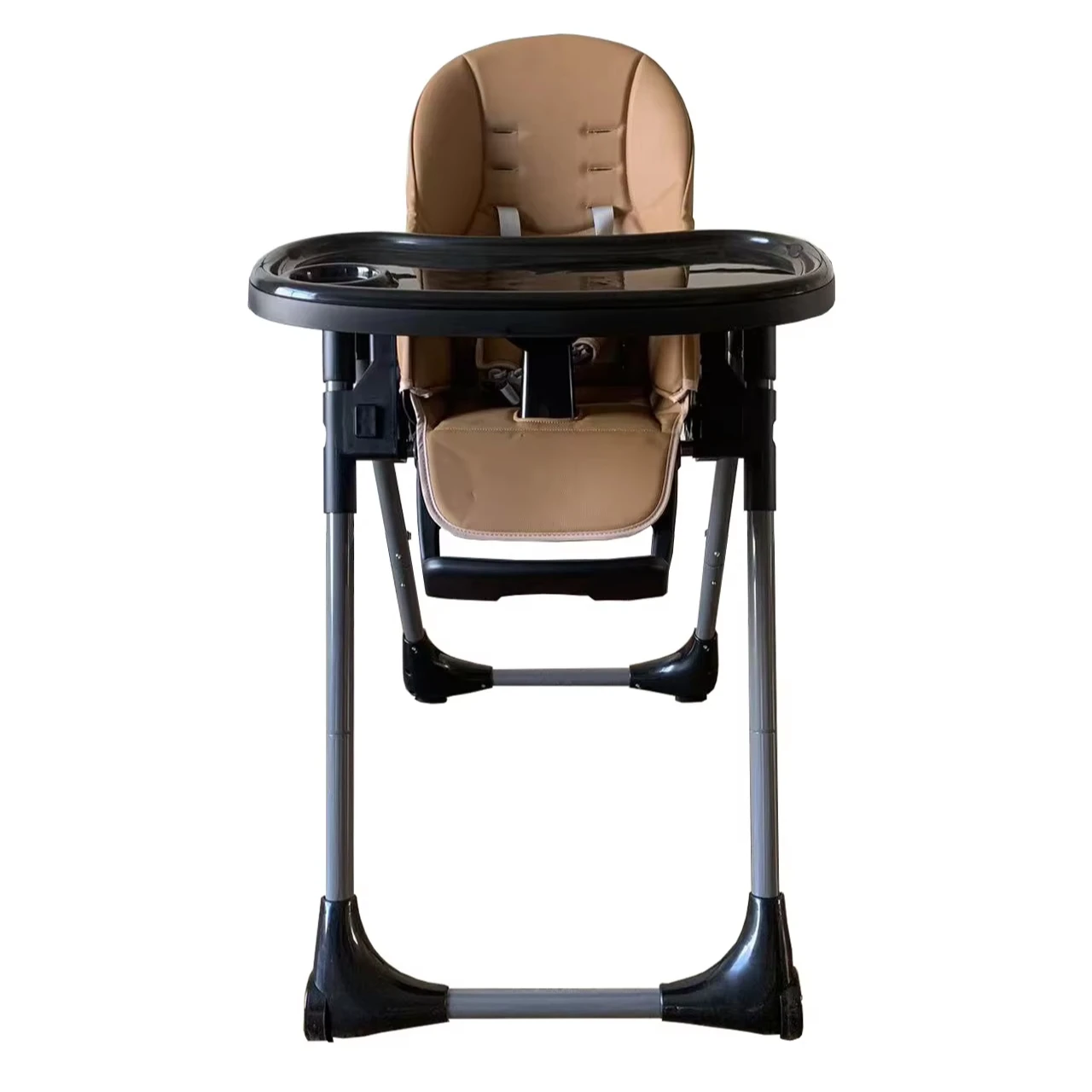 Easy Folding Plastic Highchair with Height Adjustable and One-Hand Removable Tray Portable 2-in-1 Baby Feeding Chair