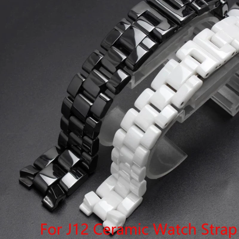 

High quality Ceramics Watch Band For J12 wristband women's And men's strap Fashion bracelet black white watchband 16mm 19mm