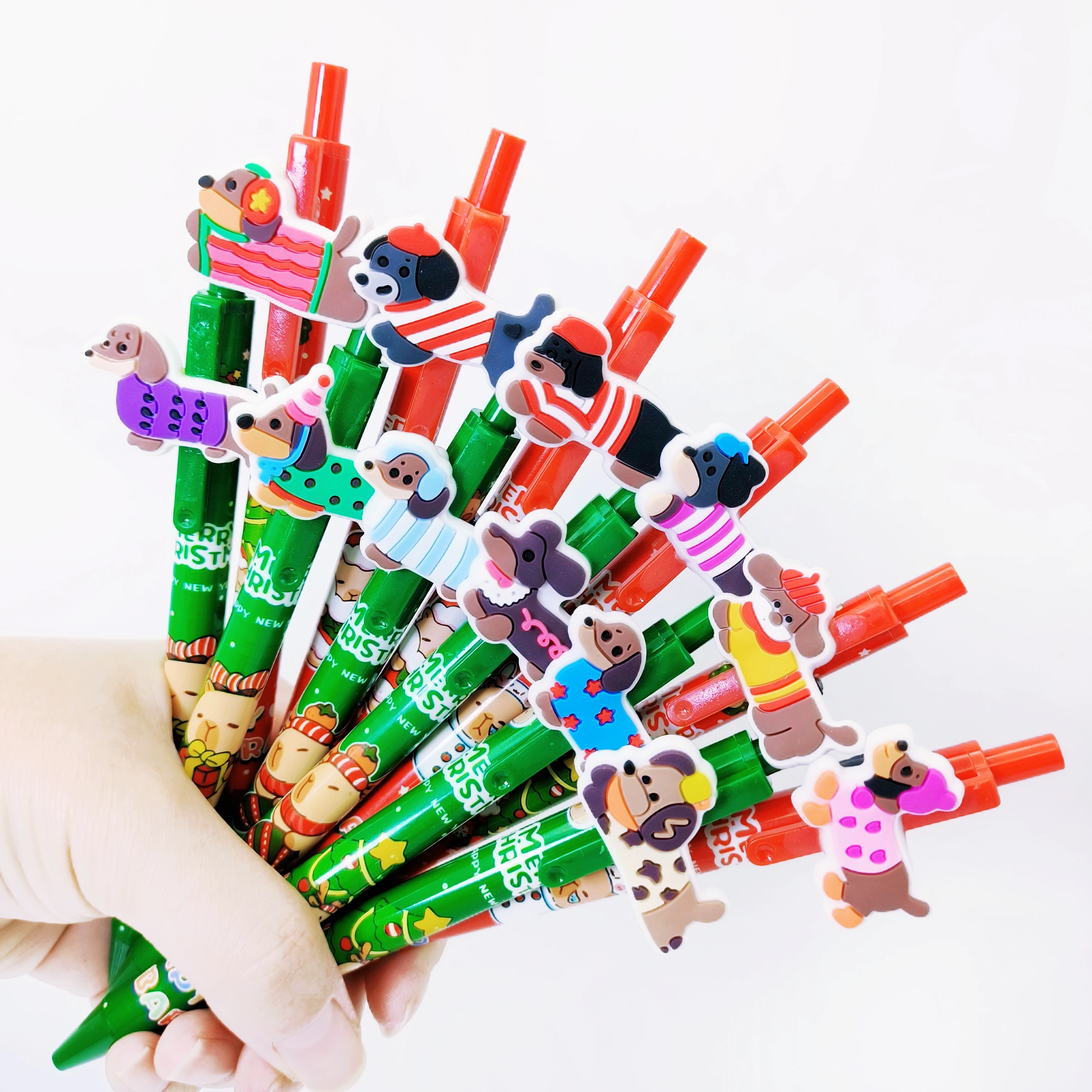 

10/20 шт., рождественская шариковая ручка в форме милой мультяшной собаки, рождественская тематическая шариковая ручка, ежедневные офисные канцелярские принадлежности